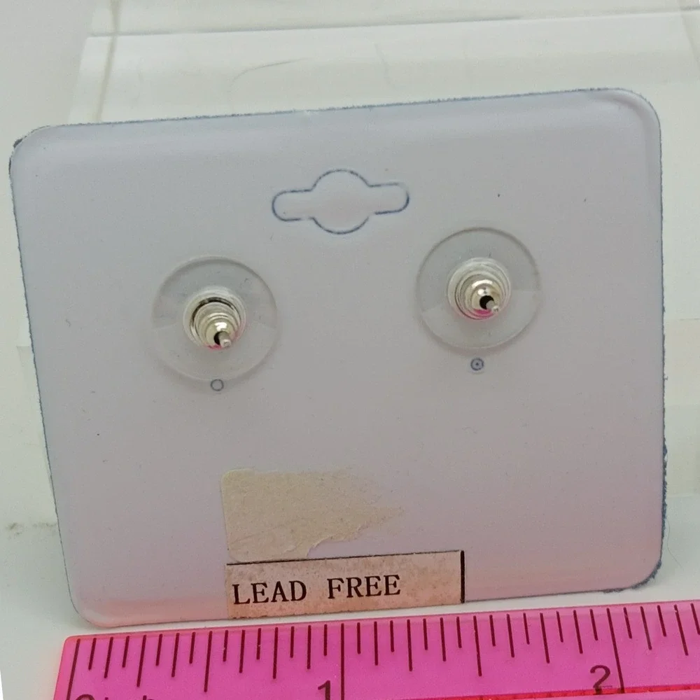 Vintage 1990s‎ Cubic Zirconia Interlocking Square Stud Earrings Silver Tone Rare